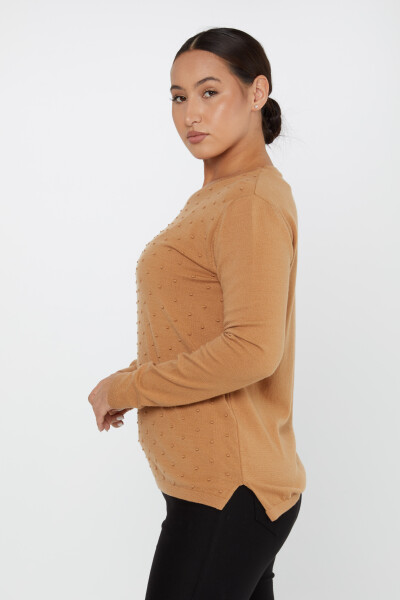 Sweter z dzianiny Basic z długim rękawem Camel - 2425-31103 | KAZEE (zestaw 2 M-2) - 2