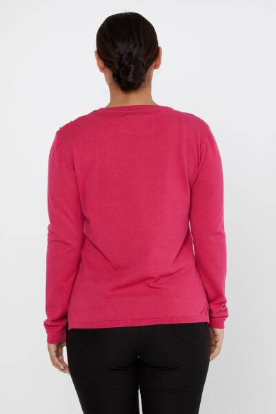 Sweter z dzianiny Basic z długim rękawem Fuksja - 2425-31103 | KAZEE (zestaw 2 M-2) - 5