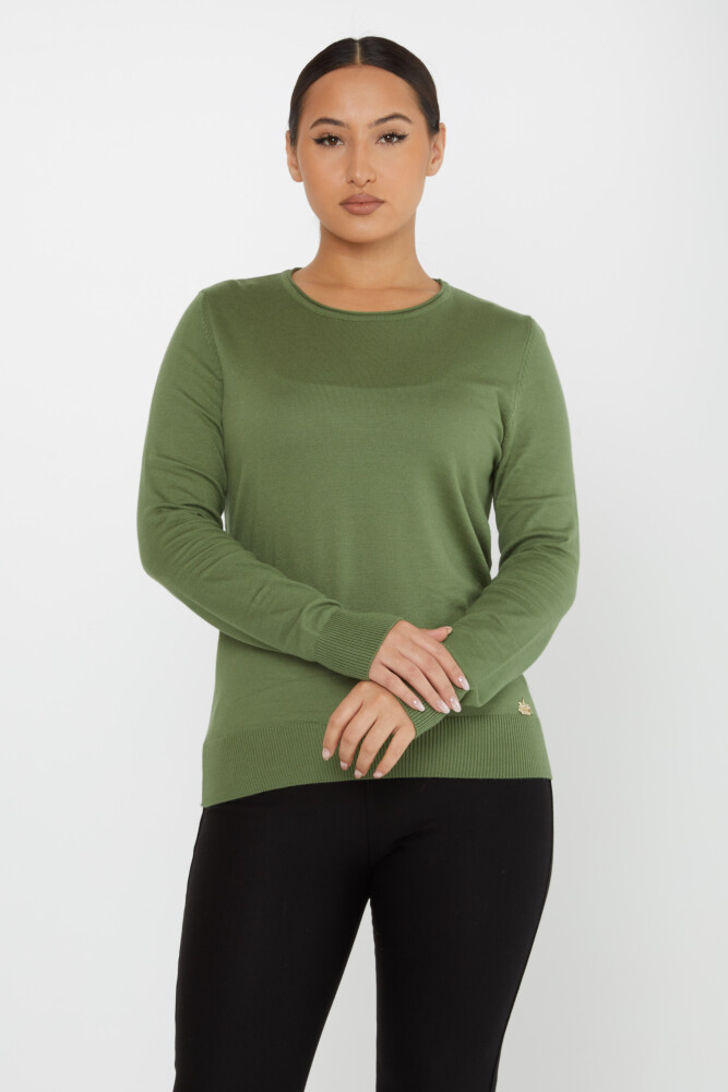 Sweter z dzianiny Basic z okrągłym dekoltem Khaki - 30899 | KAZEE (zestaw 4 sztuk L-XL-2XL-3XL) - 2