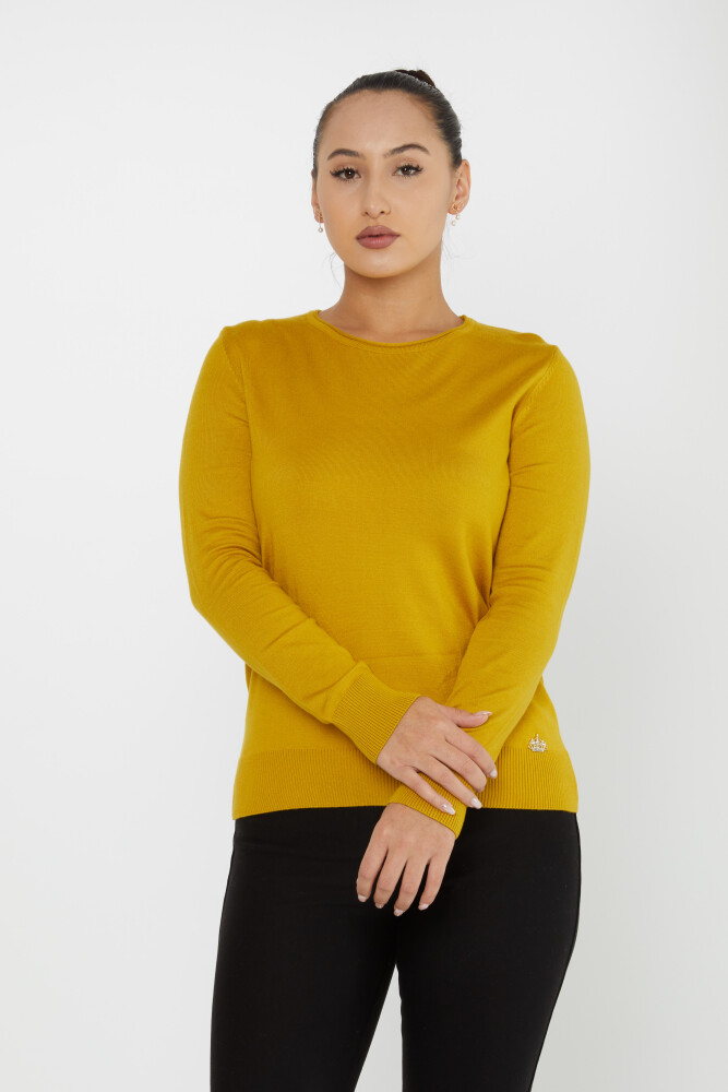 Sweter z dzianiny Basic z okrągłym dekoltem Szafran - 30899 | KAZEE (zestaw 4 sztuk L-XL-2XL 3XL) - 2