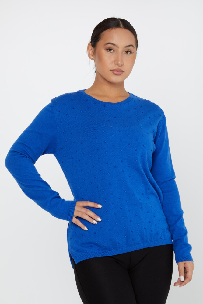 Sweter z dzianiny Basic z długim rękawem Saks - 2425-31103 | KAZEE (zestaw 2 M-2) - 1