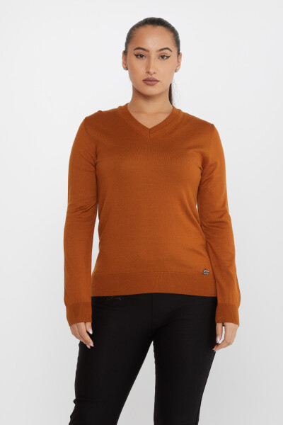 Sweter z dzianiny Basic z długim rękawem brązowy - 30256 | KAZEE (zestaw 4 sztuk M-L-XL-2XL) - 2