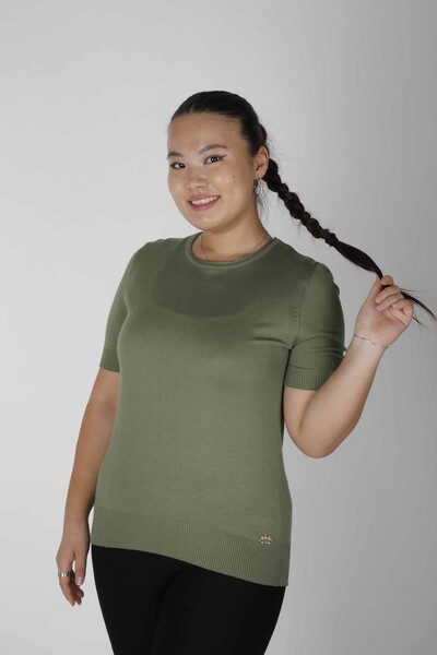 Sweter z dzianiny z krótkim rękawem Basic Khaki - 15943 | KAZEE (zestaw 3 sztuk S-M-L) 