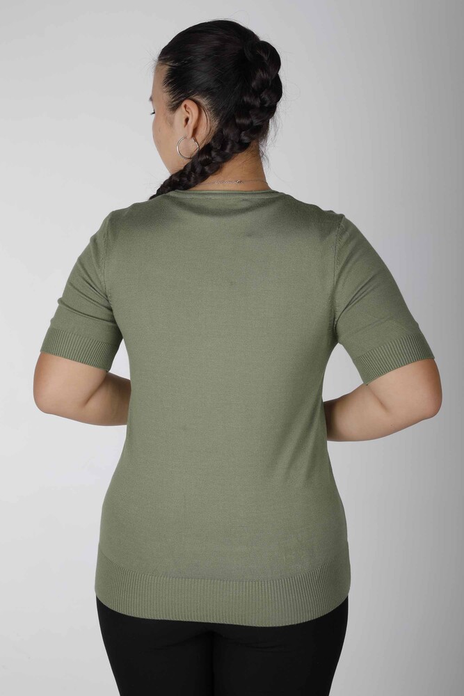 Sweter z dzianiny z krótkim rękawem Basic Khaki - 15943 | KAZEE (zestaw 3 sztuk S-M-L) - 3