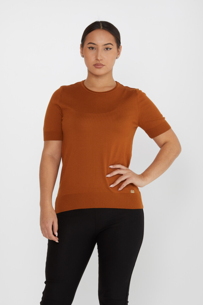 Sweter z dzianiny z krótkim rękawem Basic Tan - 15943 | KAZEE (zestaw 3 sztuk S-M-L) - 2