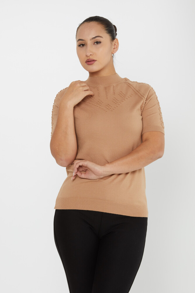 Sweter z dzianiny Self-Woven American Sleeve Beige - 30964 | KAZEE (zestaw 3 sztuk M-L-XL) - 1