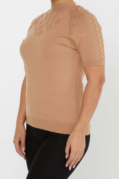 Sweter z dzianiny Self-Woven American Sleeve Beige - 30964 | KAZEE (zestaw 3 sztuk M-L-XL) - 2