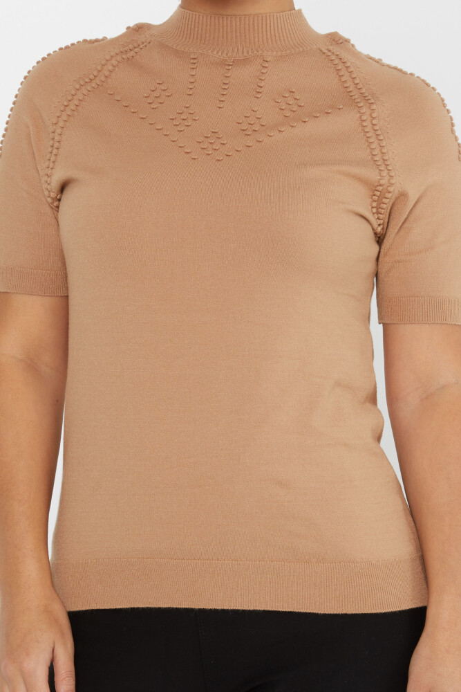 Sweter z dzianiny Self-Woven American Sleeve Beige - 30964 | KAZEE (zestaw 3 sztuk M-L-XL) - 4