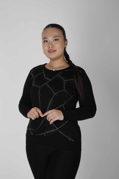 Sweter z dzianiny Stone z długim rękawem Czarny - 30531 | KAZEE (zestaw 4 sztuk L-XL-2XL-3XL) - 1