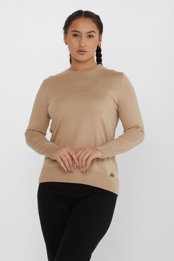 Sweter z dzianiny z długim rękawem Basic Beżowy - 31574 | KAZEE (zestaw 4 sztuk M-L-XL-2XL) - 1