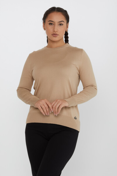 Sweter z dzianiny z długim rękawem Basic Beżowy - 31574 | KAZEE (zestaw 4 sztuk M-L-XL-2XL) 