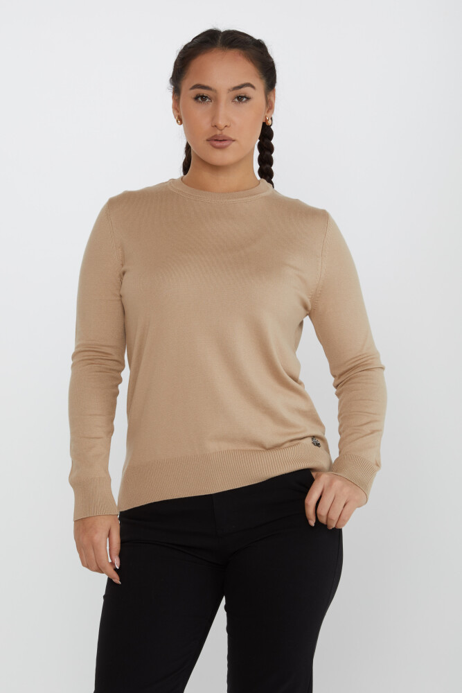 Sweter z dzianiny z długim rękawem Basic Beżowy - 31574 | KAZEE (zestaw 4 sztuk M-L-XL-2XL) - 2