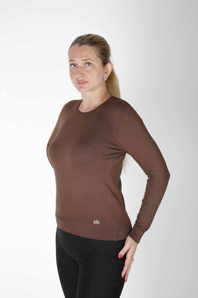 Sweter z dzianiny z długim rękawem Basic Brown - 11052 | KAZEE (zestaw 3 sztuk S-M-L) - 1