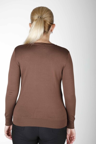 Sweter z dzianiny z długim rękawem Basic Brown - 11052 | KAZEE (zestaw 3 sztuk S-M-L) - 4