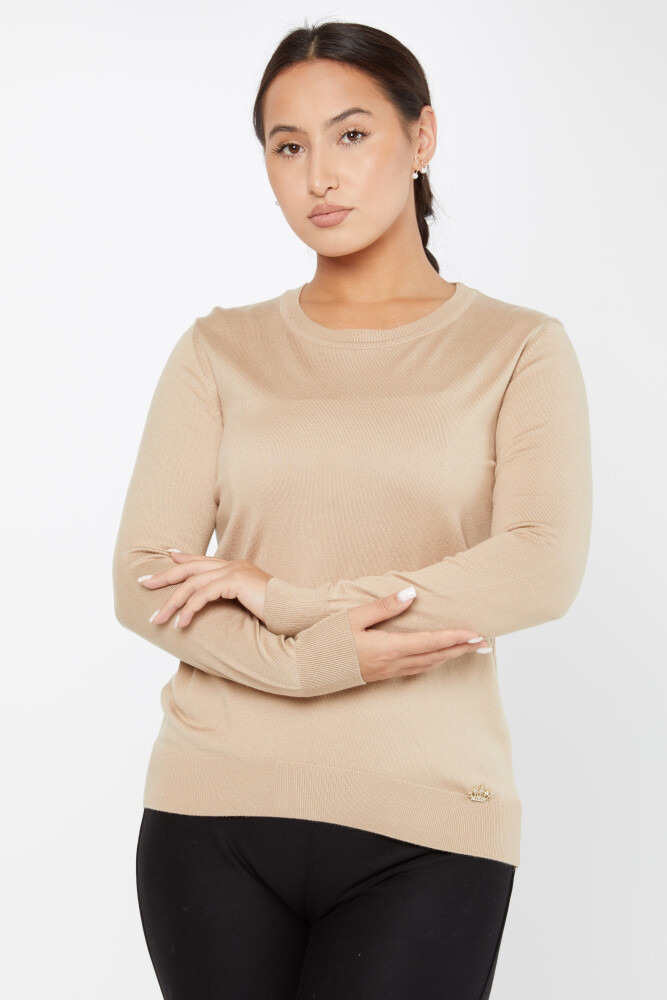 Sweter z dzianiny z długim rękawem Basic Biscuit - 11052 | KAZEE (zestaw 3 sztuk S-M-L) - 1