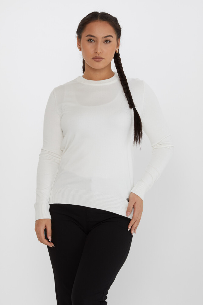 Sweter z dzianiny z długim rękawem Basic Ecru - 31574 | KAZEE (zestaw 4 sztuk M-L-XL-2XL) - 1