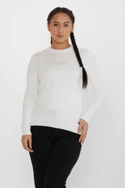 Sweter z dzianiny z długim rękawem Basic Ecru - 31574 | KAZEE (zestaw 4 sztuk M-L-XL-2XL) 