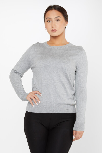 Sweter z dzianiny z długim rękawem Basic szary - 11052 | KAZEE (zestaw 3 sztuk S-M-L) - 2