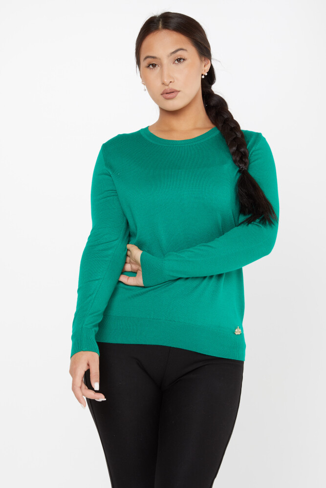 Sweter z dzianiny z długim rękawem Basic Emerald - 11052 | KAZEE (zestaw 3 sztuk S-M-L) - 1