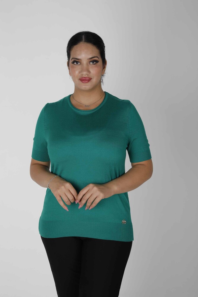 Sweter z dzianiny z krótkim rękawem Basic Emerald - 15943 | KAZEE (zestaw 3 sztuk S-M-L) - 1