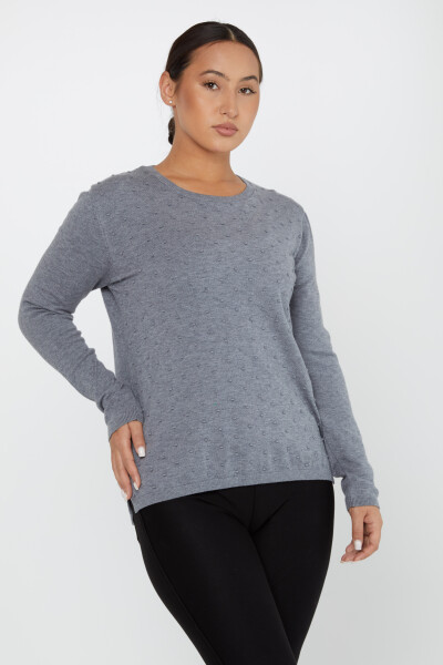 Sweter z dzianiny szary - 2425-31103 | KAZEE (zestaw 2 M-2) - 2