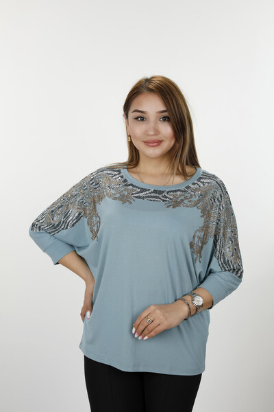 Toptan Bayan Bluz Oversize Taş İşlemeli - 78847 | KAZEE - 21