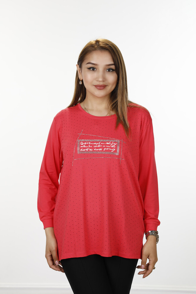 Wholesale Women's Combed Cotton, Text Detailed, Stone Embroidered, 77914 | KAZEE - 32