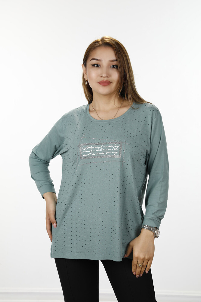 Wholesale Women's Combed Cotton, Text Detailed, Stone Embroidered, 77914 | KAZEE - 38