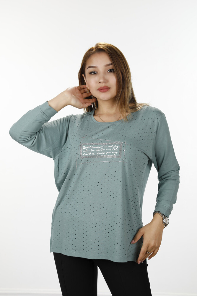 Wholesale Women's Combed Cotton, Text Detailed, Stone Embroidered, 77914 | KAZEE - 39