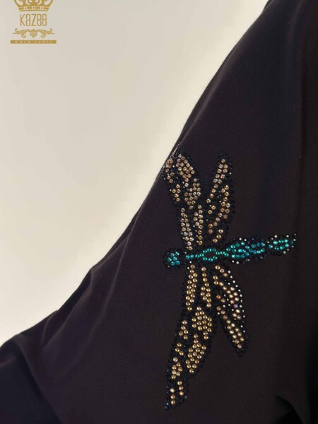 Toptan Kadın Bluz Yusufçuk Detaylı Siyah - 79622 | KAZEE - Thumbnail (2)