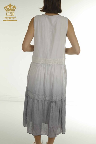 Toptan Kadın Elbise Dantel Detaylı Gri - 20305 | KAZEE - Thumbnail