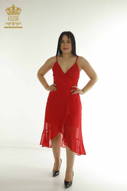 Toptan Kadın Elbise Dekolteli Kırmızı - 2414-5847 | M
