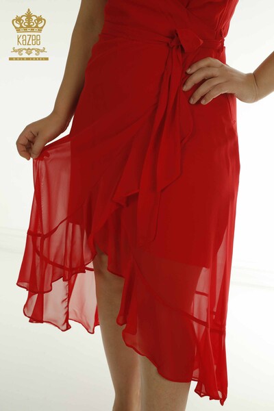Toptan Kadın Elbise Dekolteli Kırmızı - 2414-5847 | M - Thumbnail