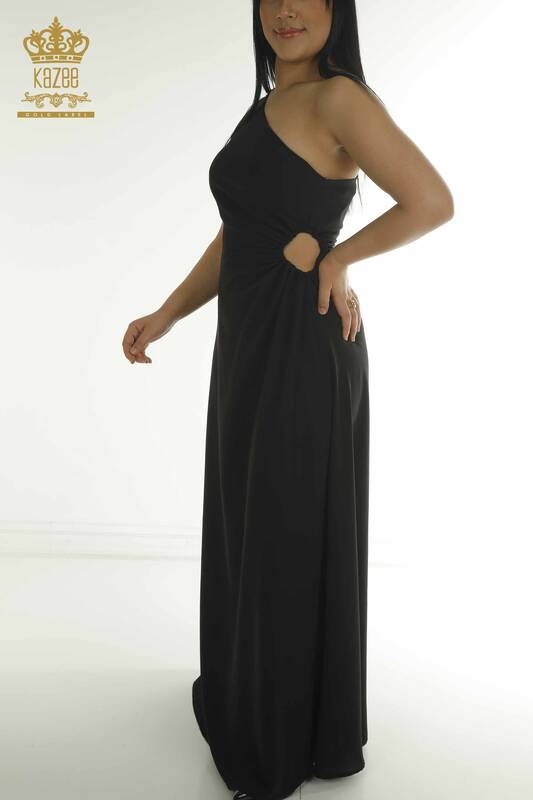 Toptan Kadın Elbise Omuz Detaylı Siyah - 2414-5956 | M