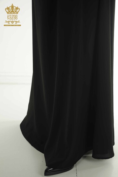 Toptan Kadın Elbise Omuz Detaylı Siyah - 2414-5956 | M - Thumbnail