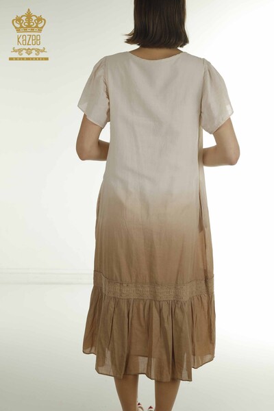 Toptan Kadın Elbise Taş İşlemeli Vizon - 2281 | KAZEE - Thumbnail
