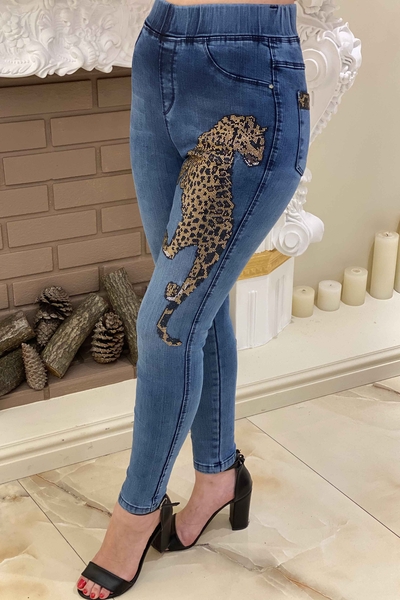 Toptan Kadın Pantolon Leopar Desenli Cepli - 3239 | KAZEE - 2