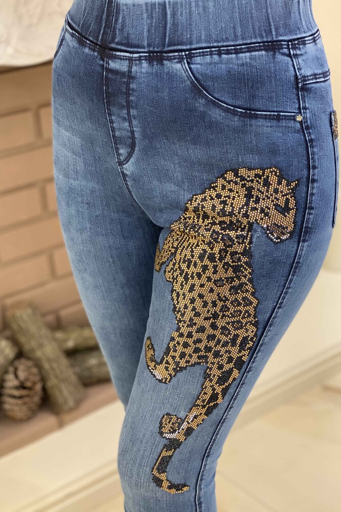 Toptan Kadın Pantolon Leopar Desenli Cepli - 3239 | KAZEE - 4