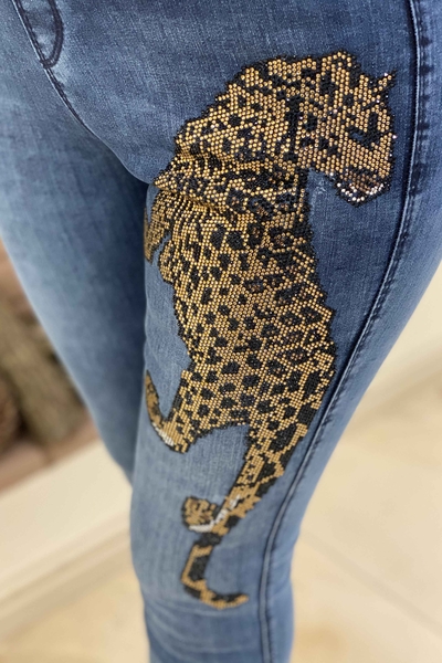 Toptan Kadın Pantolon Leopar Desenli Cepli - 3239 | KAZEE - 5