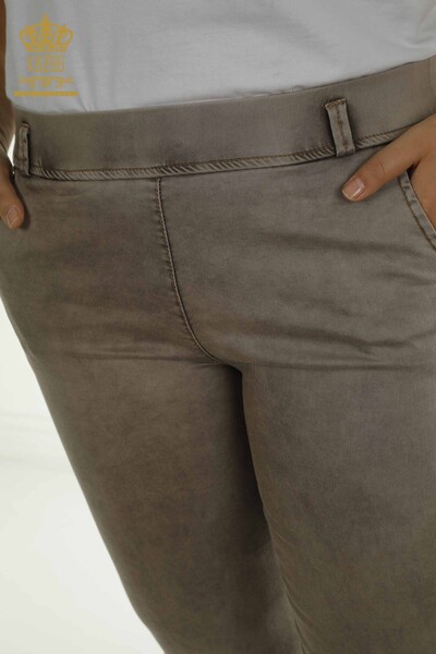 Toptan Kadın Pantolon Taş İşlemeli Vizon - 2410-4041 | G - Thumbnail
