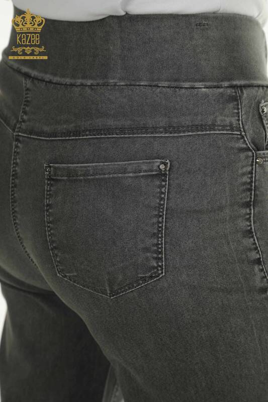 Toptan Kadın Pantolon Zincir Detaylı Antrasit - 2406-4548 | M