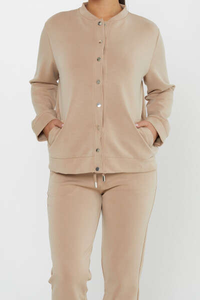 Tracksuit Set Button Detail Beige - 17624 | KAZEE (Set of 4 S-M-L-XL) - 3