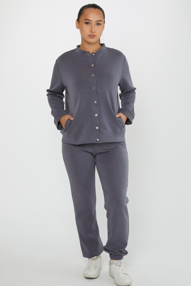 Tracksuit Set Button Detail Gray - 17624 | KAZEE (Set of 4 S-M-L-XL) - 1