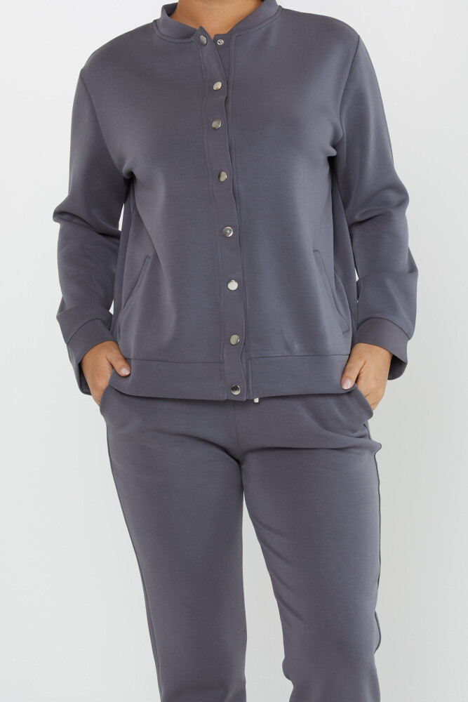 Tracksuit Set Button Detail Gray - 17624 | KAZEE (Set of 4 S-M-L-XL) - 3