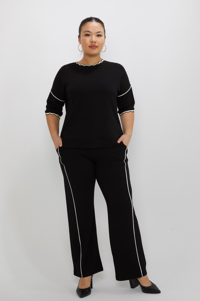 Tracksuit Set Embroidered Detail Black - 17865 | KAZEE (Set of 3 L-XL-2XL) - 1