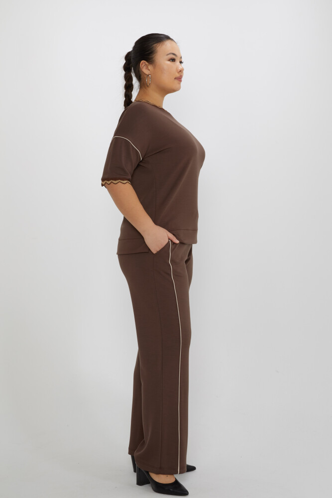 Tracksuit Set Embroidered Detail Brown - 17865 | KAZEE (Set of 3 L-XL-2XL) - 3