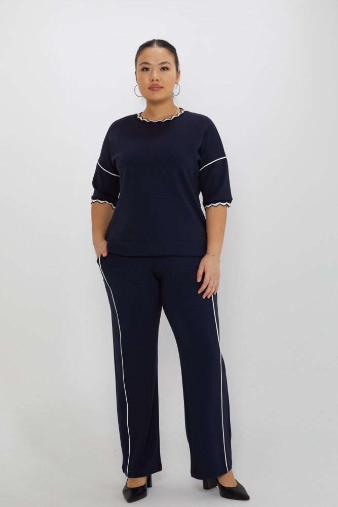 Tracksuit Set Embroidered Detail Navy Blue - 17865 | KAZEE (Set of 3 L-XL-2XL) - 1