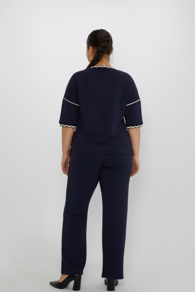 Tracksuit Set Embroidered Detail Navy Blue - 17865 | KAZEE (Set of 3 L-XL-2XL) - 5