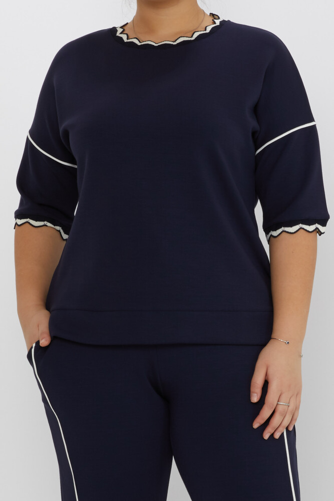 Tracksuit Set Embroidered Detail Navy Blue - 17865 | KAZEE (Set of 3 L-XL-2XL) - 2