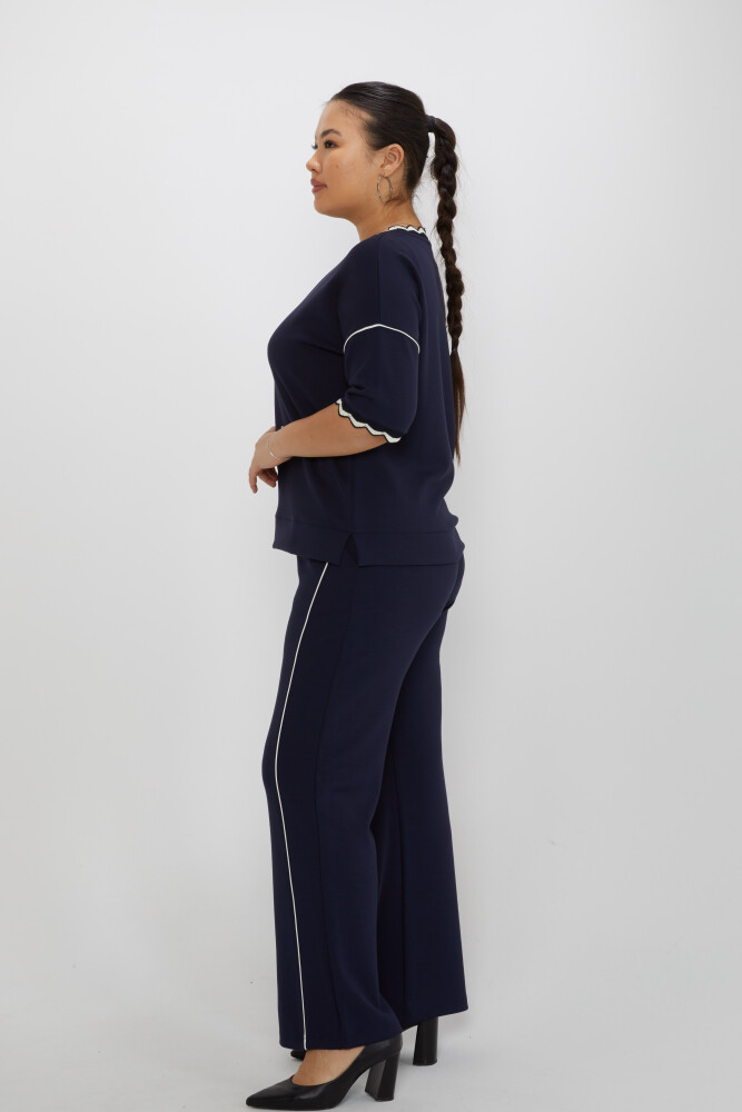 Tracksuit Set Embroidered Detail Navy Blue - 17865 | KAZEE (Set of 3 L-XL-2XL) - 3